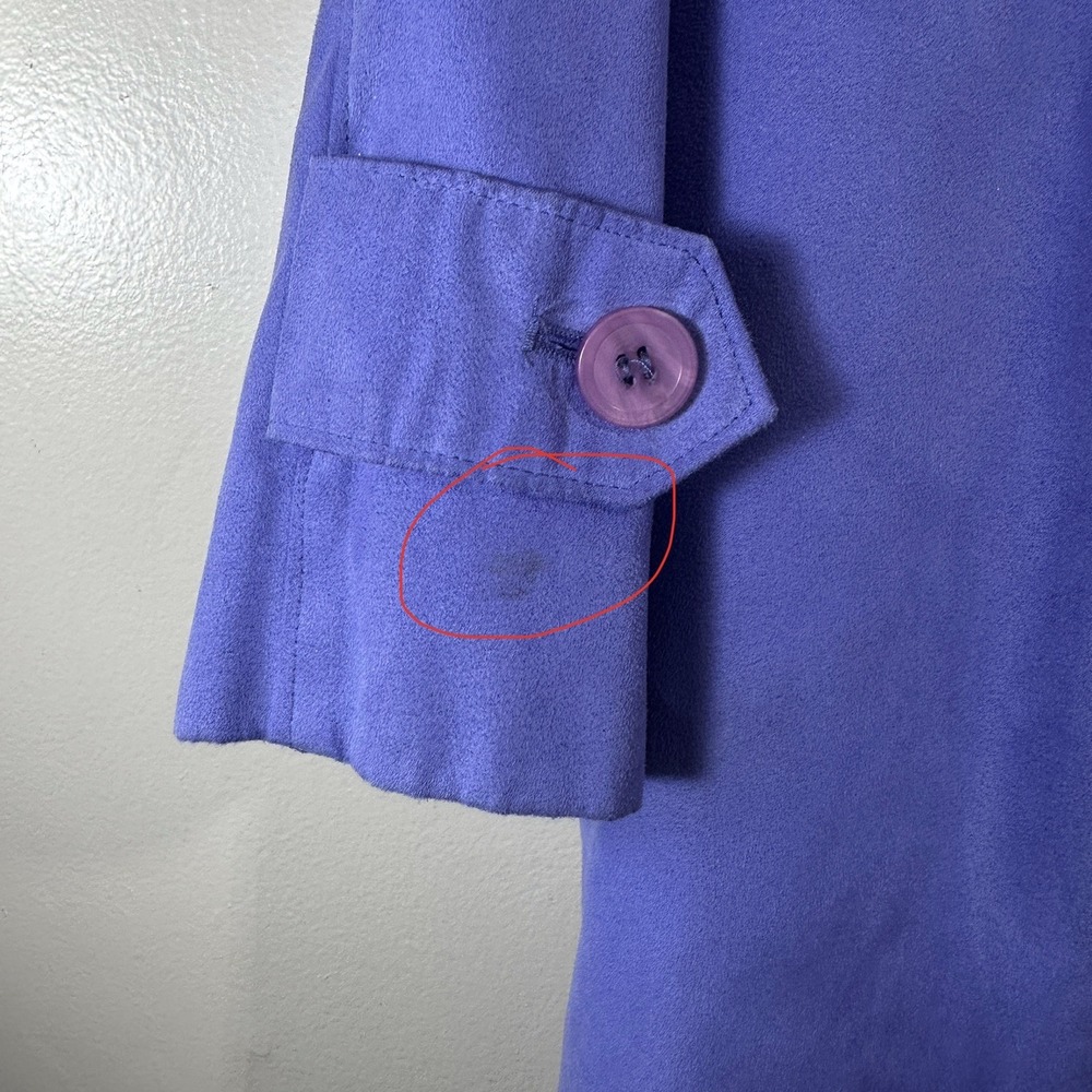 Appleseed's Women's Petite Large Women's Purple Faux‎ Suede Button Front Coat - Picture 11 of 11